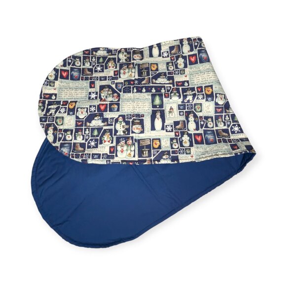 Handmade Snowman 42" Blue & White Table Runner Comes with Original Instructions - Picture 2 of 7